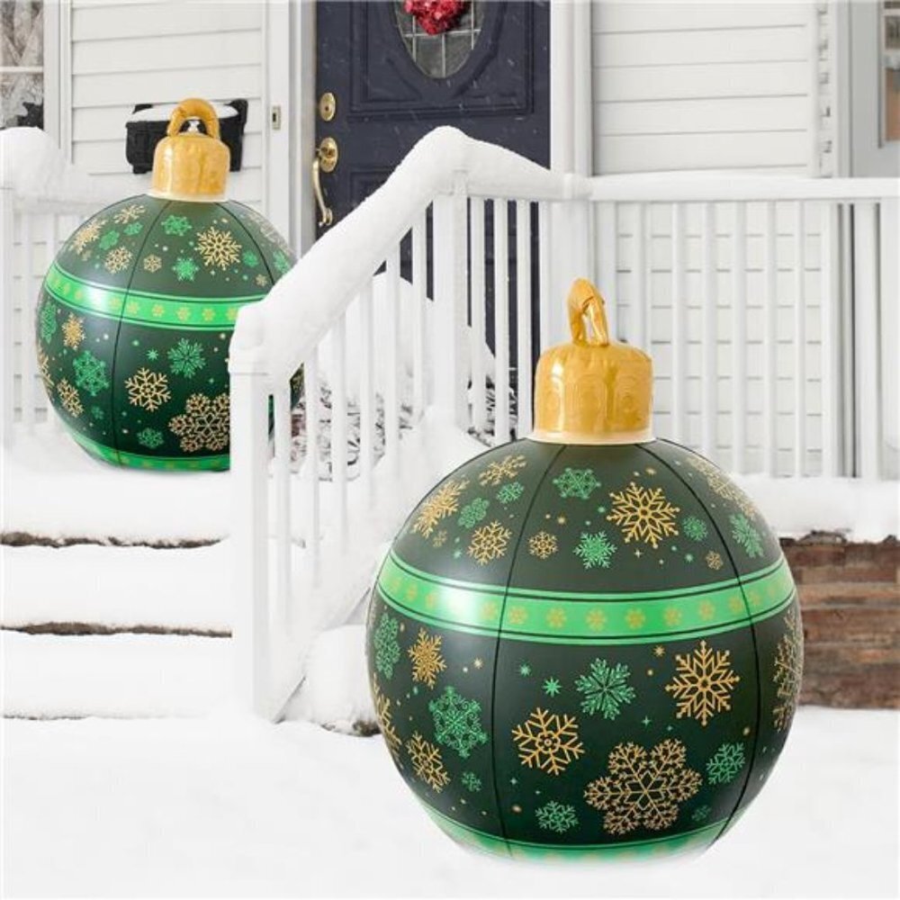 24'' Inflatable Christmas Balls, Xmas Blow up Balls, Outdoor Decor (Green)
